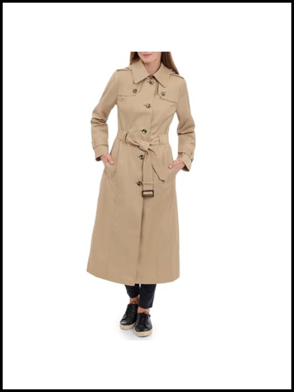 London Fog Women's Trench Coat Button Front Belted
